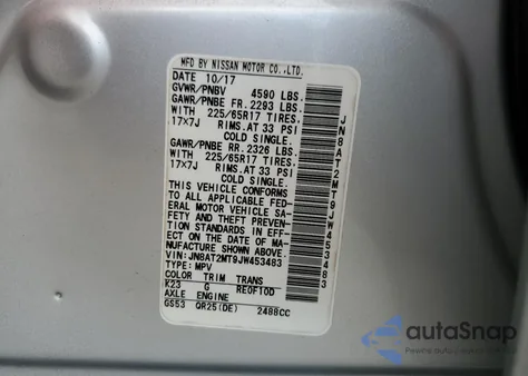 2018 Nissan Rogue S z USA, uszkodzony, nr VIN JN8AT2MT9JW453483